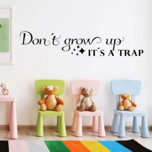 Don´t-grow-up-It´s-a-trap-väggdekor-barnrum-text