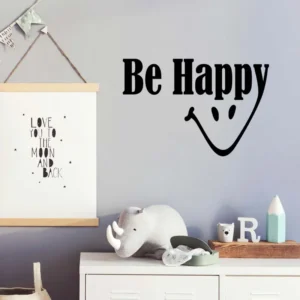 Be-happy-väggdekor